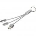 Metal 3-in-1 Ladekabel mit Schlüsselanhänger, Silber