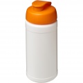 Baseline® Plus 500 ml Sportflasche mit Klappdeckel, Weiß / Orange