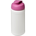 Baseline® Plus 500 ml Sportflasche mit Klappdeckel, Weiß / Rosa