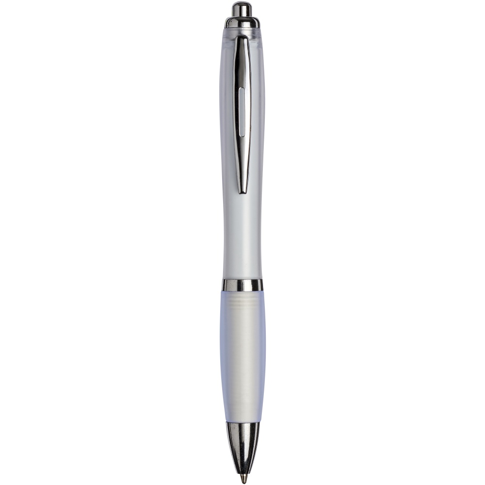 : Curvy ballpoint pen with frosted barrel and grip