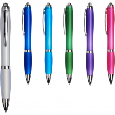 : Curvy ballpoint pen with frosted barrel and grip