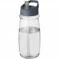 H2O Active® Pulse 600 ml Sportflasche mit Ausgussdeckel, Transparent / Sturmgrau