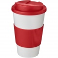 Americano® 350 ml Isolierbecher mit Schutzring & auslaufsicherem Schraubverschluss, Weiß / Rot