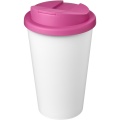 Americano® Eco 350 ml recycelter Becher mit auslaufsicherem Deckel, Rosa / Weiß