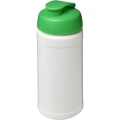 Baseline 500 ml recycelte Sportflasche mit Klappdeckel, Weiß / Grün