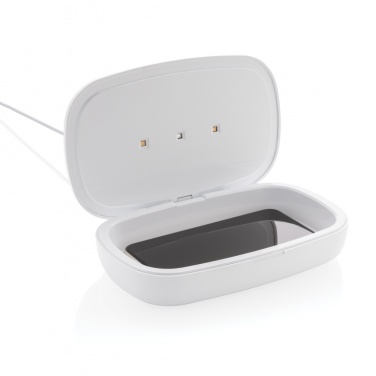 Logotrade Werbegeschenke das Foto: UV-C Sterilisations-Box mit 5W Wireless Charger