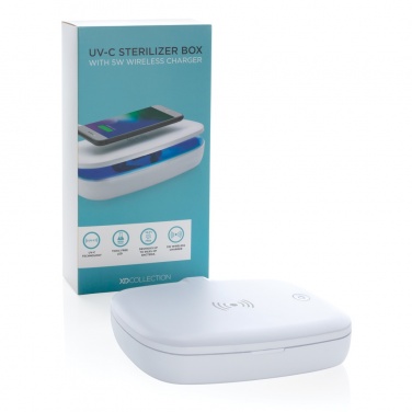 Logotrade Werbeartikel das Foto: UV-C Sterilisations-Box mit 5W Wireless Charger