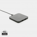 10W Wireless Charger aus RSC recycl. Kunststoff mit Dual-USB, Schwarz