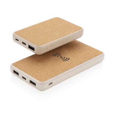 Logotrade Werbegeschenke das Foto: Kork und Weizen 8.000 mAh Wireless Powerbank