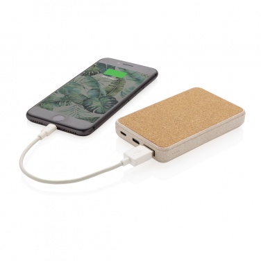 Logotrade Geschäftsgeschenke das Foto: Kork und Weizen 5.000 mAh Pocket-Powerbank