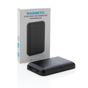 Logotrade Firmengeschenke das Foto: Magnetische 5.000 mAh Wireless Powerbank