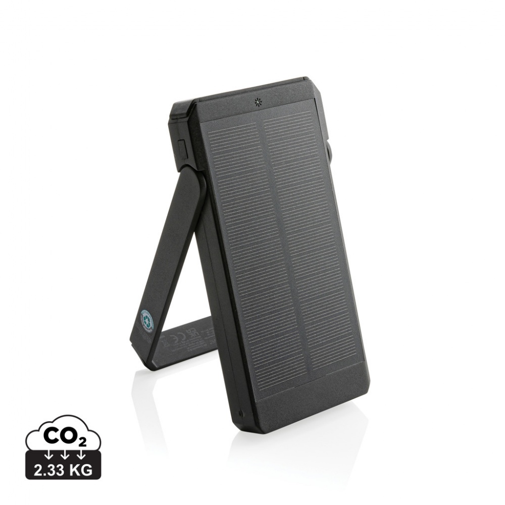 Logotrade Werbeartikel das Foto: Skywave 10000mAh Solarpowerbank aus RCS recycelt. Kunststoff