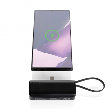 Logotrade Werbeartikel das Foto: Powerlink 3000mah Powerbank aus RCS rPlastic mit USB-C Kabel