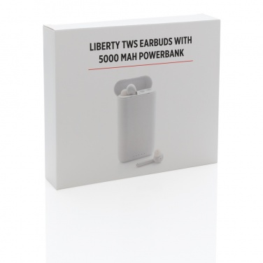 Logotrade werbemittel das Foto: Liberty TWS Ohrhörer mit 5.000 mAh Powerbank