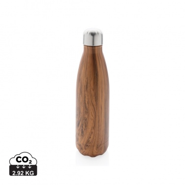 : Vakuumisolierte Stainless Steel Flasche mit Holzoptik