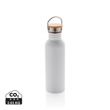 Logotrade werbemittel das Foto: Moderne Stainless-Steel Flasche mit Bambusdeckel