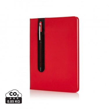 Logotrade Werbeartikel das Foto: Basic Hardcover PU A5 Notizbuch mit Stylus-Stift