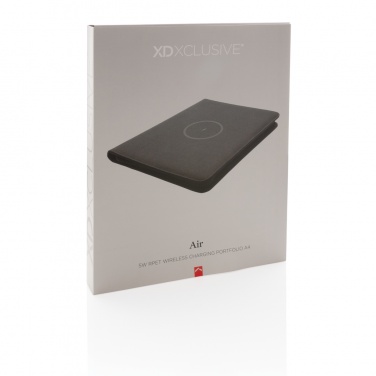 Logotrade Firmengeschenke das Foto: Air 5W Wireless Charging Portfolio A4 mit 5.000mAh Powerbank