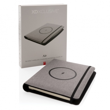 Logotrade Werbeartikel das Foto: Air 5W Wireless Charging Notizbuch A5 mit 5000 mAh Powerbank