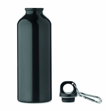 Logotrade werbemittel das Foto: Einwandige 500-ml-Wasserflasche aus recyceltem Aluminium mit Karabiner