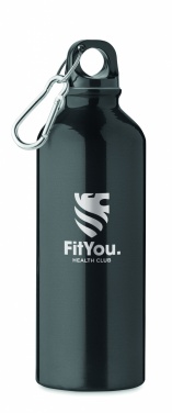 Logotrade Firmengeschenke das Foto: Einwandige 500-ml-Wasserflasche aus recyceltem Aluminium mit Karabiner