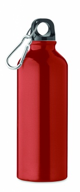 Logotrade Werbegeschenke das Foto: Einwandige 500-ml-Wasserflasche aus recyceltem Aluminium mit Karabiner