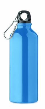 Logotrade Werbegeschenke das Foto: Einwandige 500-ml-Wasserflasche aus recyceltem Aluminium mit Karabiner