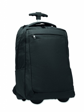 Logotrade Firmengeschenke das Foto: Ein tragbarer Rucksack-Trolley mit Rädern, hergestellt aus 600D RPET-Polyester.