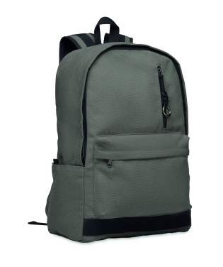 Logotrade Geschäftsgeschenke das Foto: Ein 15-Zoll-Laptop-Rucksack aus recycelter Pre-Consumer-Baumwolle mit individuell anpassbarem Druck