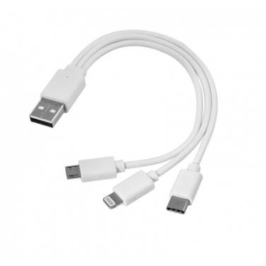 Logotrade Werbeartikel das Foto: 3-in-1-USB-Kabel Typ C + Micro-USB + Lightning