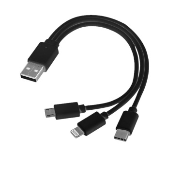 Logotrade Firmengeschenke das Foto: 3-in-1-USB-Kabel Typ C + Micro-USB + Lightning