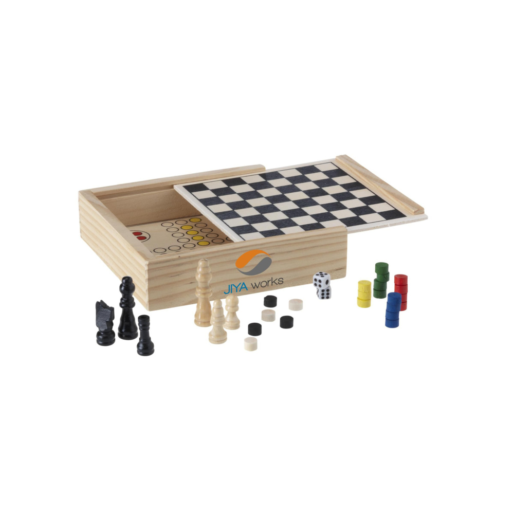 Logotrade Werbeartikel das Foto: WoodGame 5-in-1 Spielset