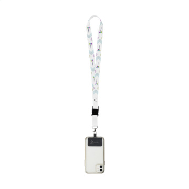 Logotrade Logogeschenke das Foto: Lanyard Sublimatie Buckle RPET 2 cm mit aufgesetztem Schlüsselband