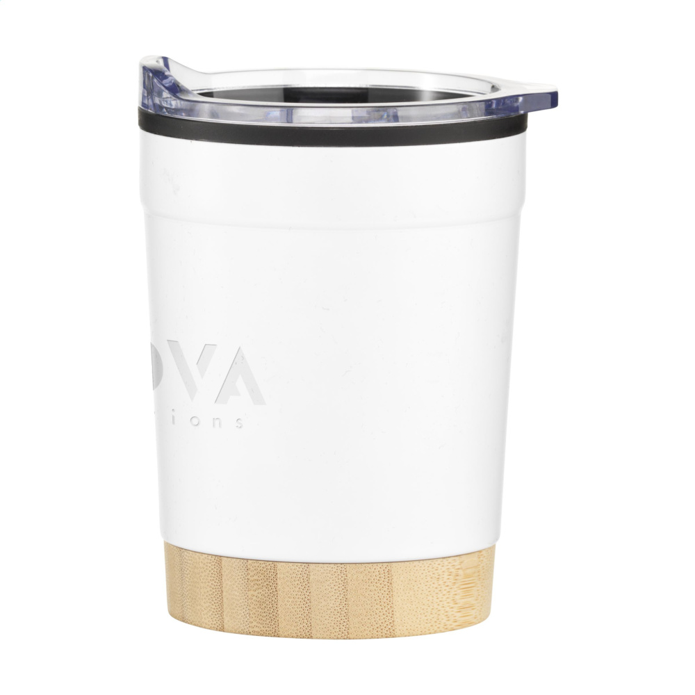 Logotrade werbemittel das Foto: Kobe Bamboo RCS Kaffeetasse aus recyceltem Stahl, 350 ml