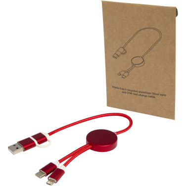 Logotrade Geschäftsgeschenke das Foto: Alasia 30 cm 5-in-1 Kabel aus recyceltem Kunststoff für Datenübertragung und 27W Schnellladung