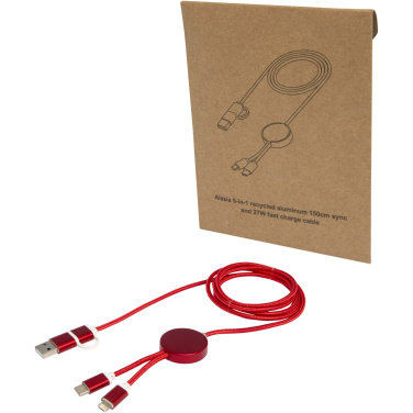 Logotrade Werbegeschenke das Foto: Alasia 150 cm 5-in-1 Kabel aus recyceltem Kunststoff für Datenübertragung und 27W Schnellladung