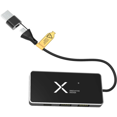 Logotrade Geschäftsgeschenke das Foto: SCX.design H20 8-in-1 USB-Hub mit dualem Eingang und 6 Ports und Leuchtlogo