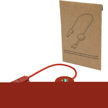 Logotrade Firmengeschenke das Foto: Citala 30 cm 5-in-1 Kabel aus recyceltem Kunststoff für Datenübertragung und 27W Schnellladung