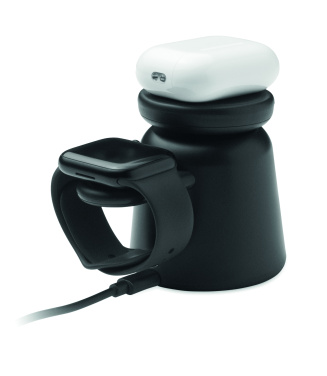 Logotrade Werbeartikel das Foto: 3in1 kabellose Ladestation 15W