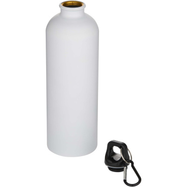 Logotrade werbemittel das Foto: Oregon 750 ml matte RCS-zertifizierte, einwandige Trinkflasche aus recyceltem Edelstahl mit Karabinerhaken