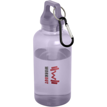 Logotrade Firmengeschenke das Foto: Oregon 400 ml RCS-zertifizierte Trinkflasche aus recyceltem Kunststoff mit Karabiner 