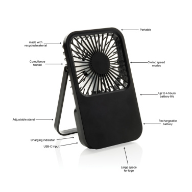 Logotrade Werbegeschenke das Foto: Aervina wiederaufladbarer Tischventilator aus RCS rec. ABS