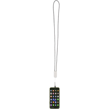 Logotrade Werbeartikel das Foto: Anser Smartphone Lanyard aus recyceltem Kunststoff mit 27 W 5-in-1 integriertem Kabel