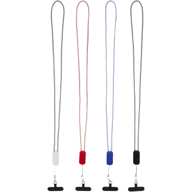 Logotrade Logogeschenke das Foto: Anser Smartphone Lanyard aus recyceltem Kunststoff mit 27 W 5-in-1 integriertem Kabel