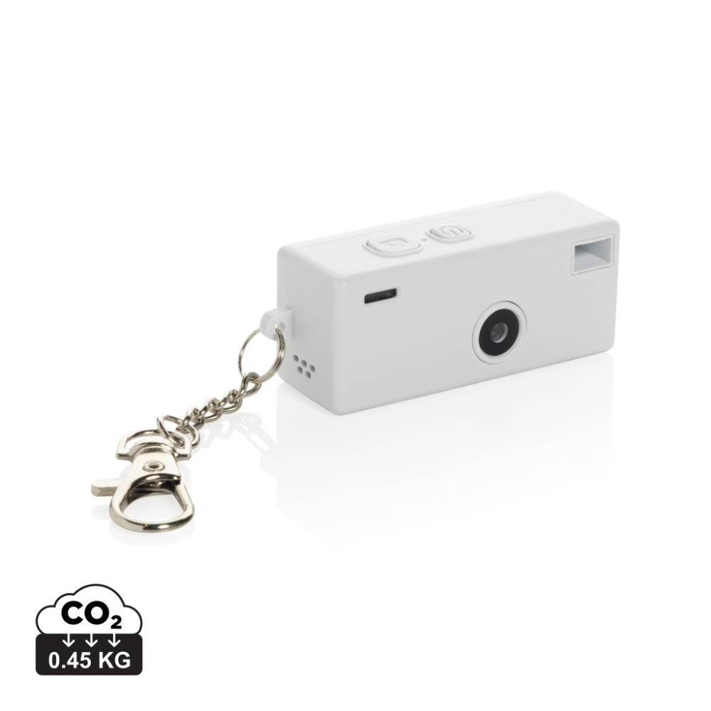 Logotrade Geschäftsgeschenke das Foto: Cliq It Kamera-Schlüsselanhänger aus RCS recyceltem ABS