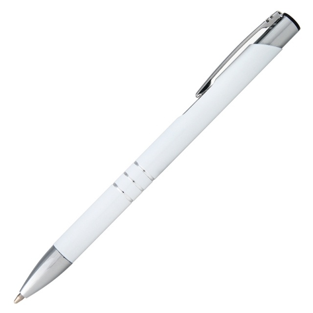 Logo trade corporate gifts image of: Metal ball pen 'Ascot'  color white