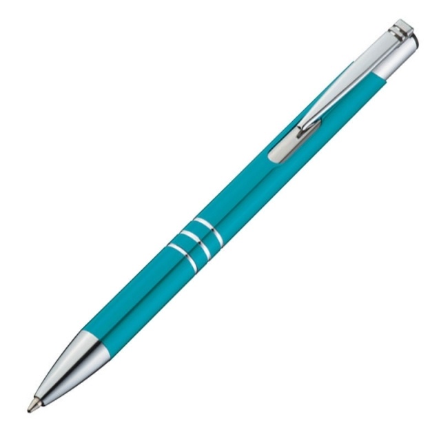 Logo trade promotional merchandise image of: Metal ball pen 'Ascot', blue