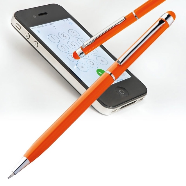 Logo trade promotional merchandise picture of: Ball pen with touch pen 'New Orleans'  color orange