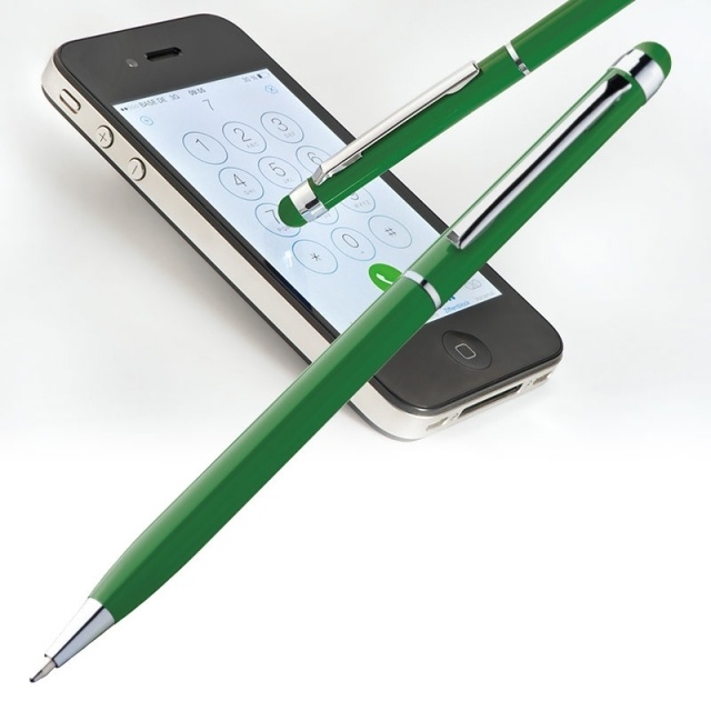 Logotrade corporate gift image of: Ball pen with touch pen 'New Orleans'  color green