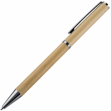 Logo trade promotional gifts image of: Wooden ball pen 'Heywood', lightbrown